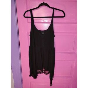 Torrid Size 2 Black Grunge Fairy Babydoll Tank Top Whimsigoth Goth Boho Flaws 2X
